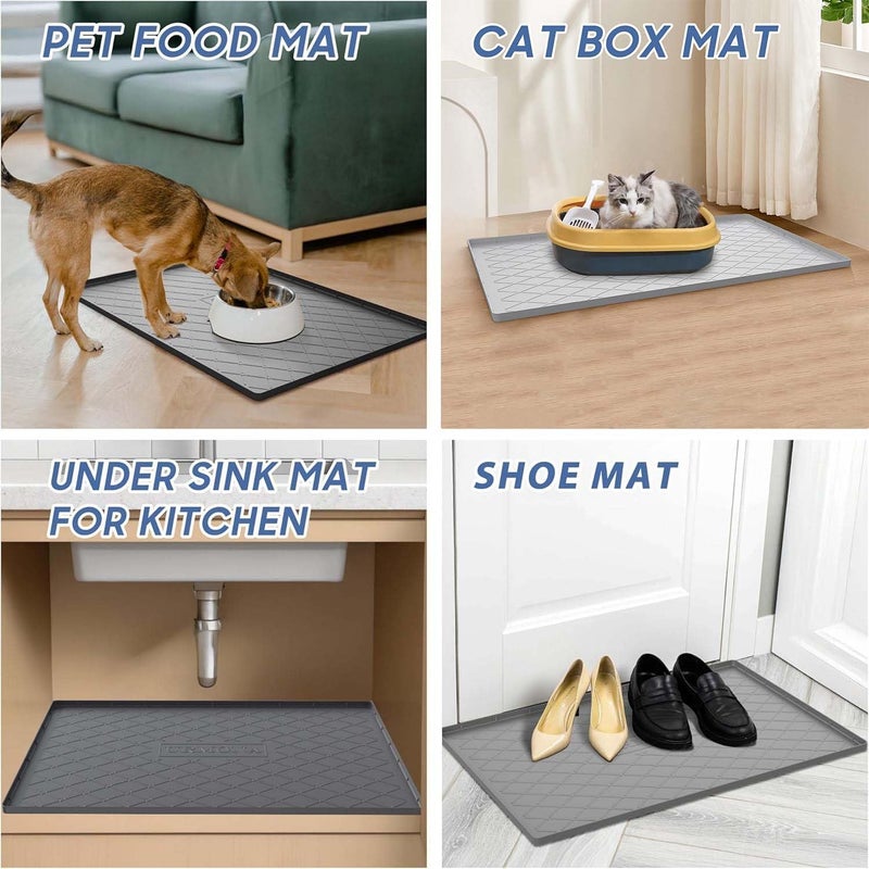 URMONA Large Dog Food Mat, 40" x 22" Pet Food Mat, Waterproof Dog Cat Food Mat with Raised Edges, Silicone Pet Food Mat, Dog Accessories, Prevents Food Spills, Protects Floors, Easy to Clean Fast - Image 5